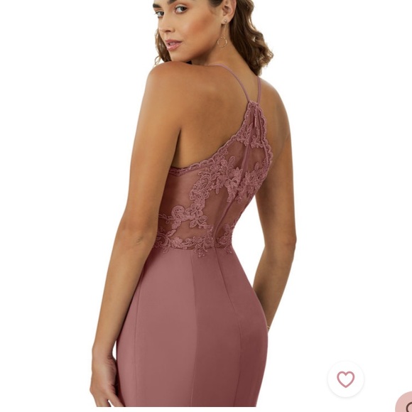 Petite Desert Rose Long Azazie Gown with Lace Back Detail - Picture 6 of 7